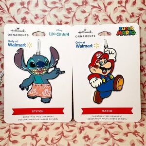 Hallmark Disney Stitch & Mario Enamel Metal Ornament Set